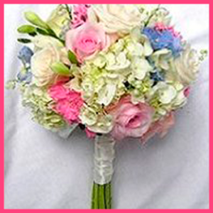 HYDRANGEA, PINK & WHITE ROSES BRIDESMAID BOUQUET